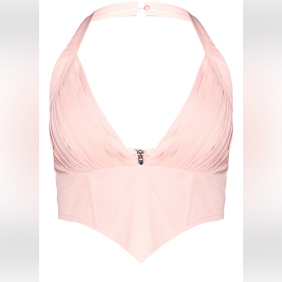 PLT Pink Cargo Pleated Bust Plunge Crop Top SIZE 4US (8UK) - Picture 1 of 8